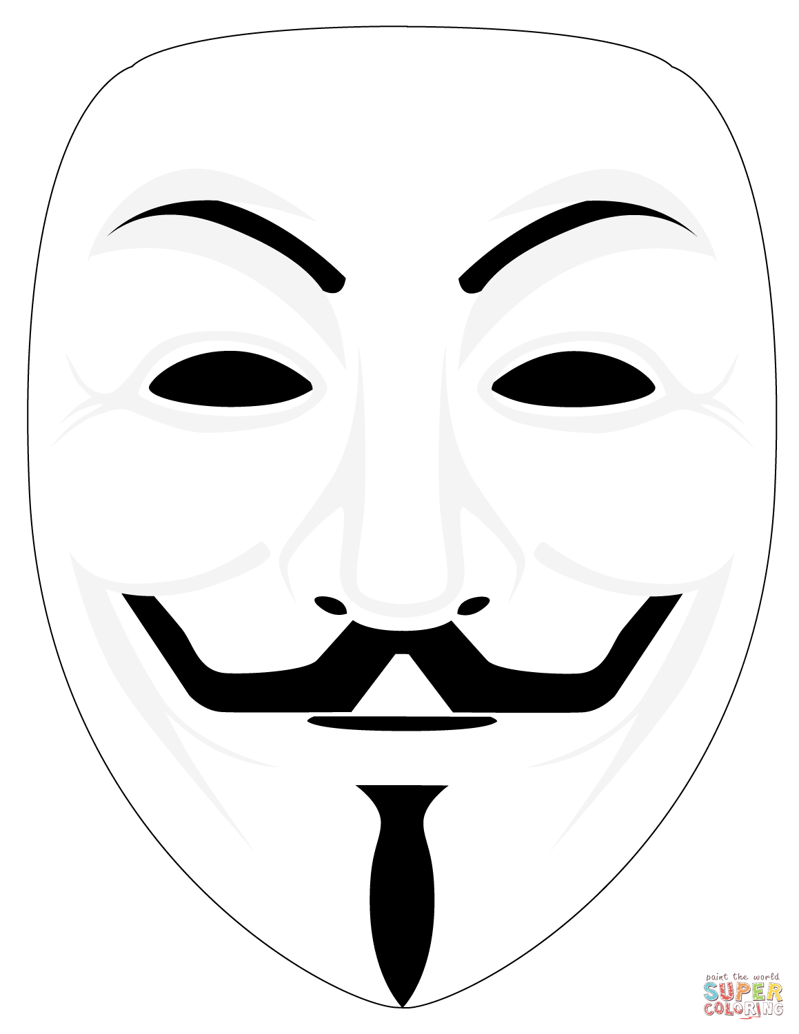 Guy fawkes mask coloring page free printable coloring pages