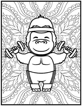 Animals in the gym coloring pages mindfulness coloring sheets by qetsy