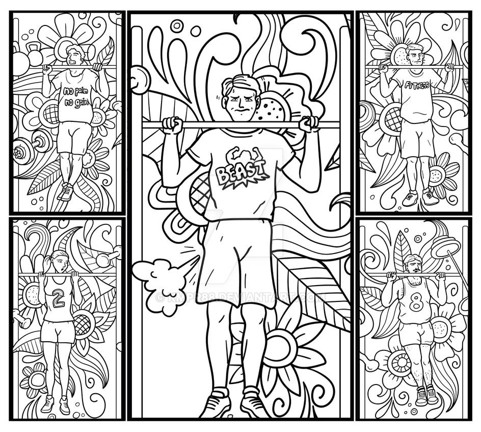 Funny gym coloring pages by kmpr on