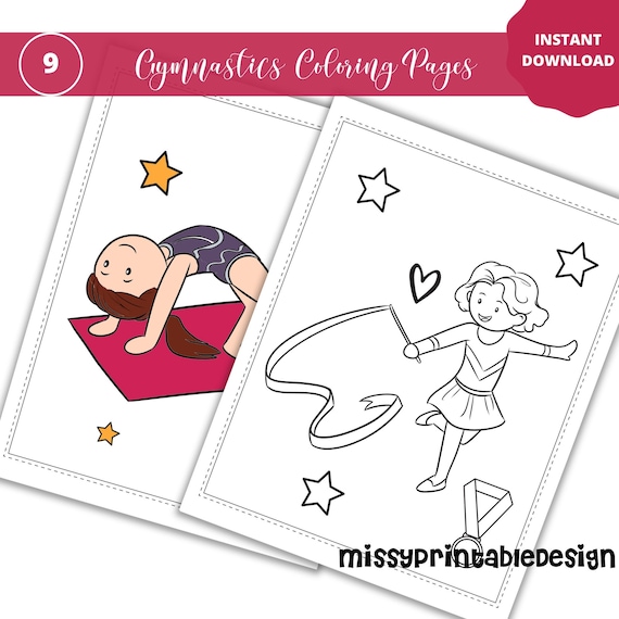 Gymnastics coloring pages printable gymnastics coloring book gymnastics birthday party instant download