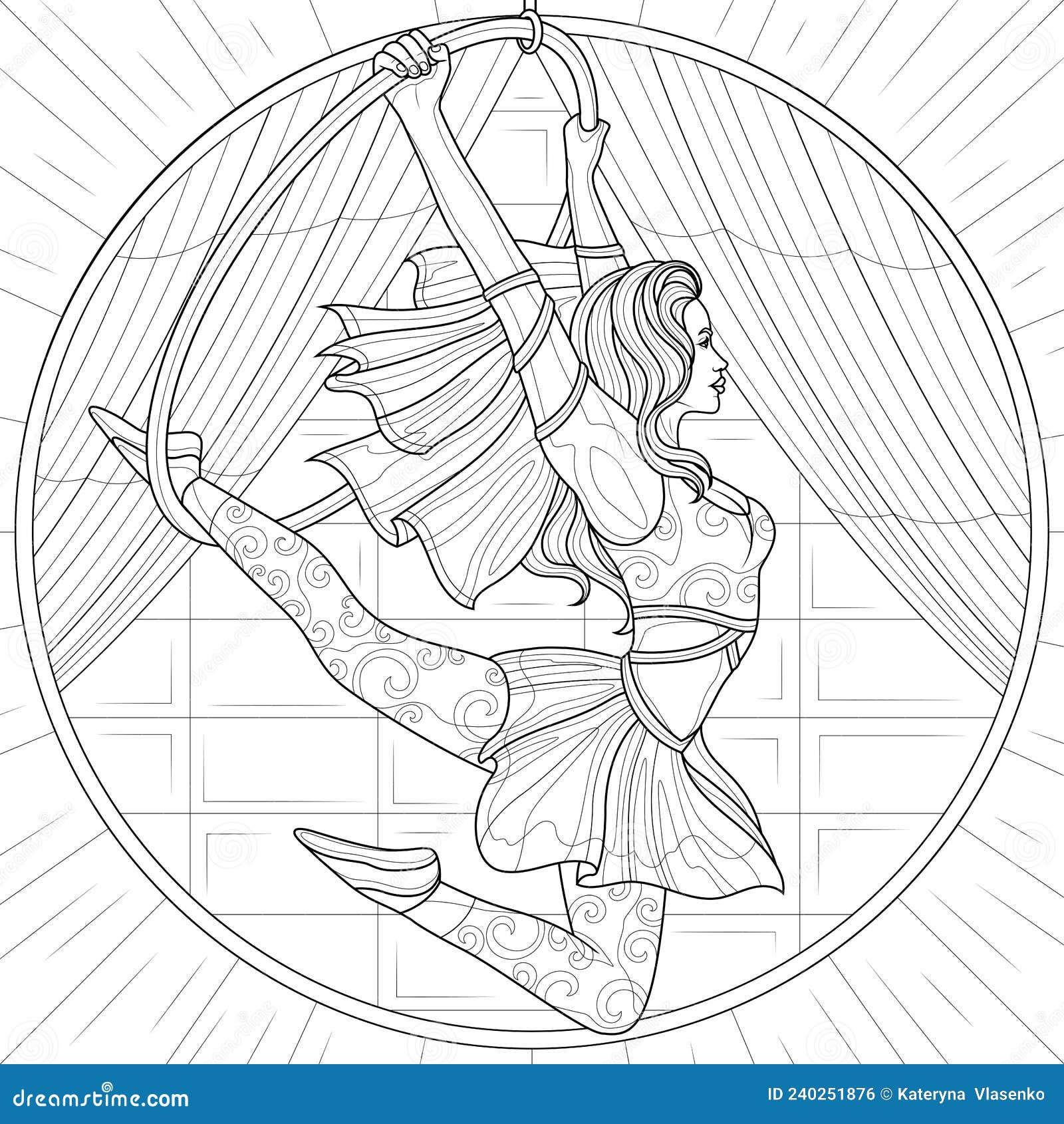 Aerial gymnastcoloring book antistress for children and adults illustration isolated on white background stock vector