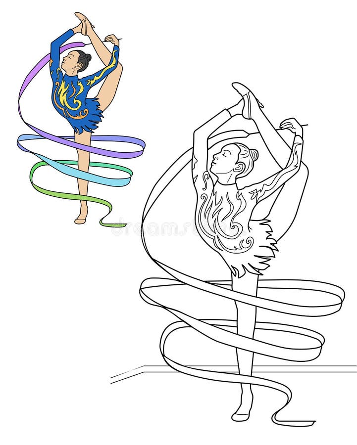 Gymnast coloring stock illustrations â gymnast coloring stock illustrations vectors clipart