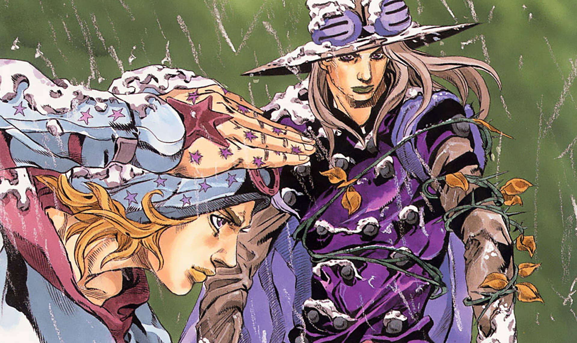 Download gyro zeppeli and johnny in rain wallpaper