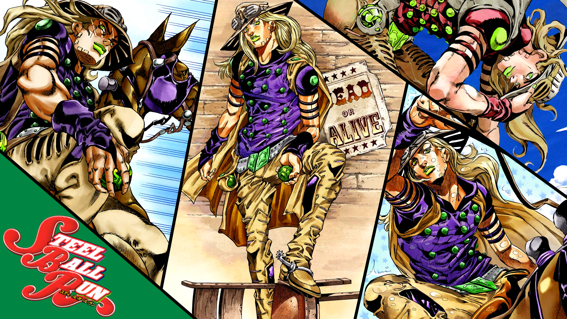 Fanart a wallpaper to memorate recently finishing part and my favourite character in all of jojo gyro zeppeli rstardustcrusaders