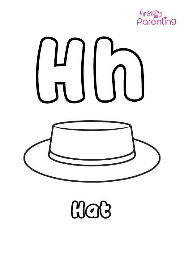 H for hat coloring page for kids