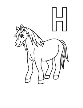 Letter h for horse printable coloring page by sarah kelly tpt