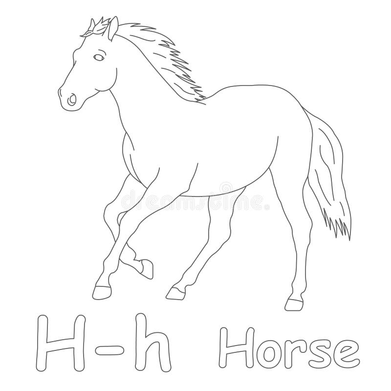 H for horse coloring page stock illustration illustration of black