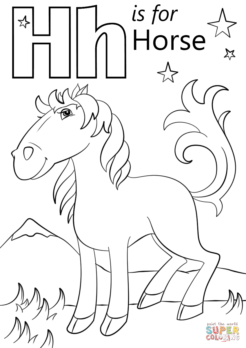 Letter h is for horse coloring page free printable coloring pages abc coloring pages preschool coloring pages alphabet coloring pages