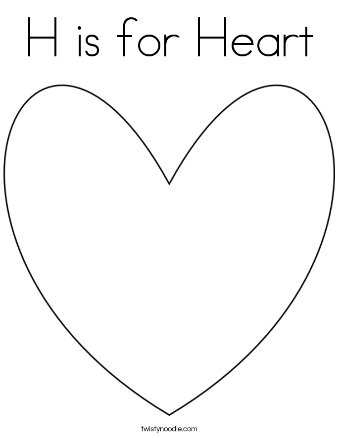 H is for heart coloring page heart coloring pages heart template heart crafts preschool