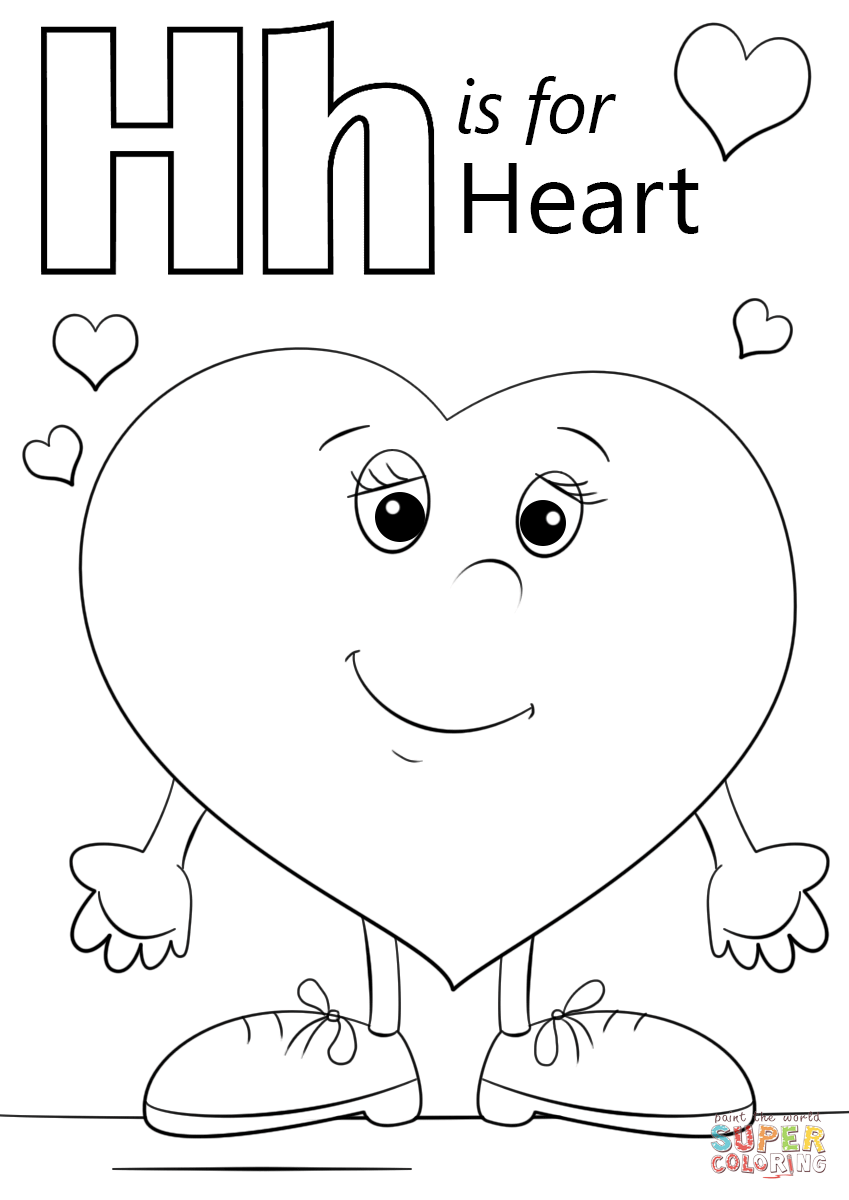 Letter h is for heart coloring page free printable coloring pages preschool coloring pages heart coloring pages abc coloring pages