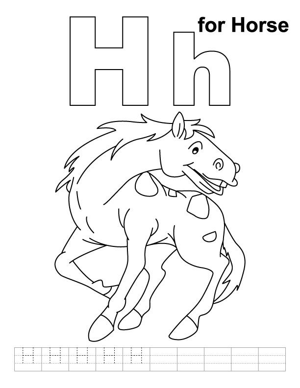 H for horse coloring page with handwriting practice download free h for horse coloriâ horse coloring pages kids handwriting practice preschool coloring pages