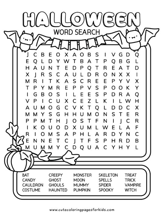 Halloween word search printables