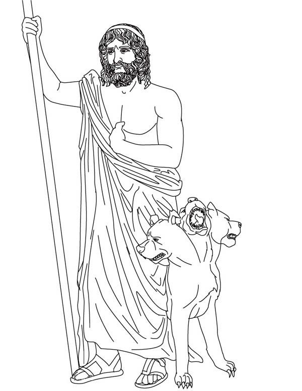 Picture of hades and cerberus coloring page coloring pages greek gods and goddesses hades