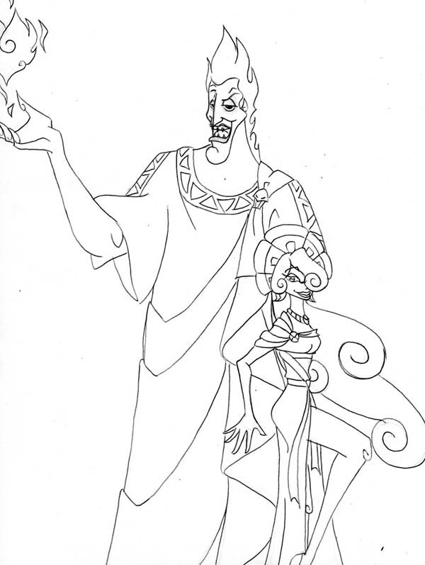 The king of underworld hades and megara coloring page coloring pages cartoon coloring pages hades