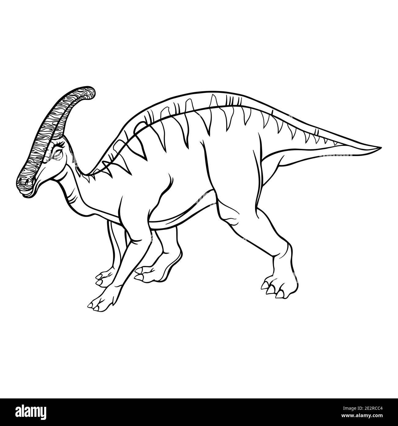 Hadrosaurus dinosaur cartoon linear sketch for coloring book isolated on white background vector illustration stock vector image art