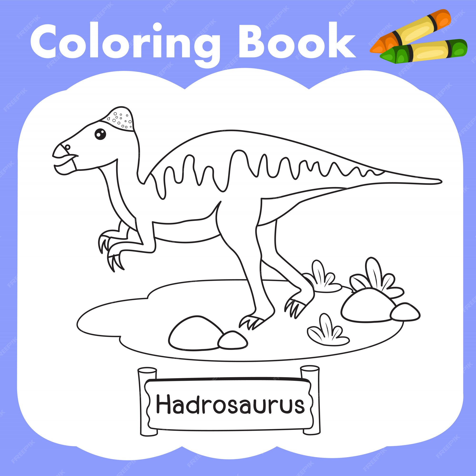 Premium vector coloring book dinosaur hadrosaurus