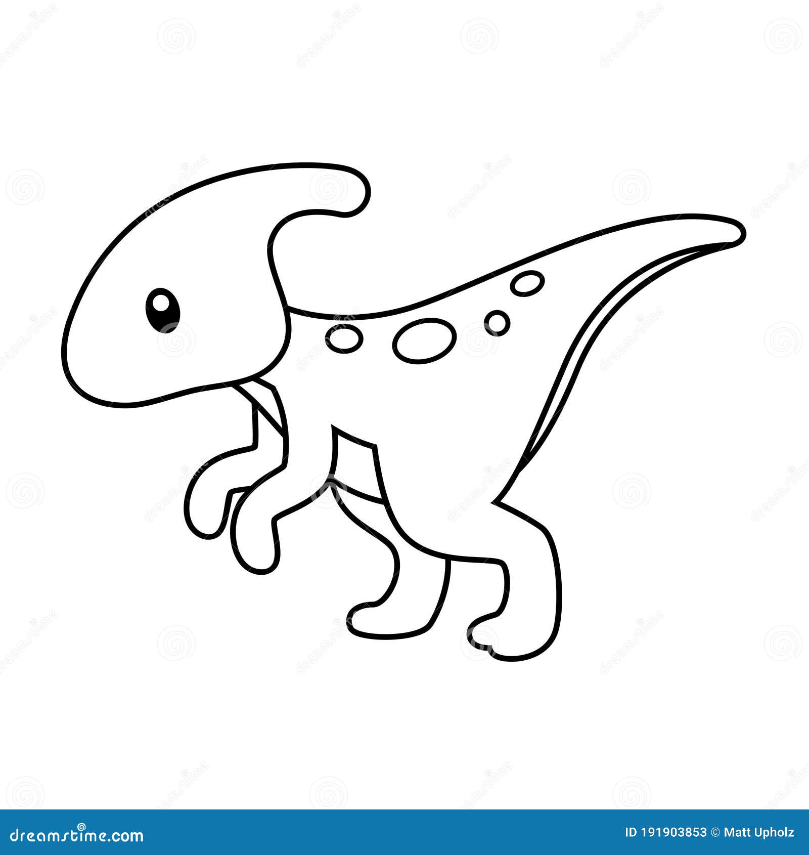 Cute hadrosaurus dinosaur coloring page vector illustration on white stock vector