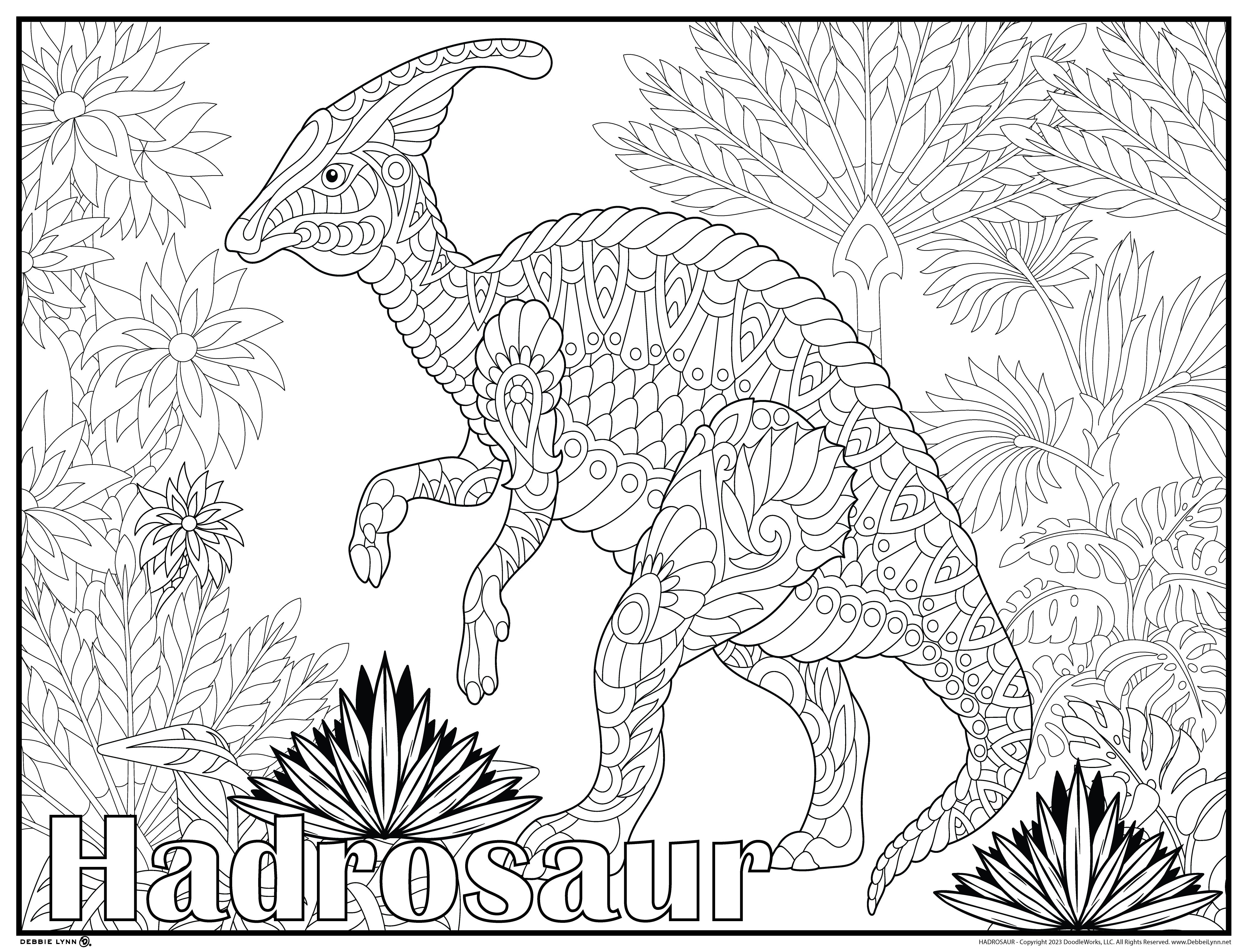 Hadrosaur dinosaur personalized giant coloring poster â debbie lynn