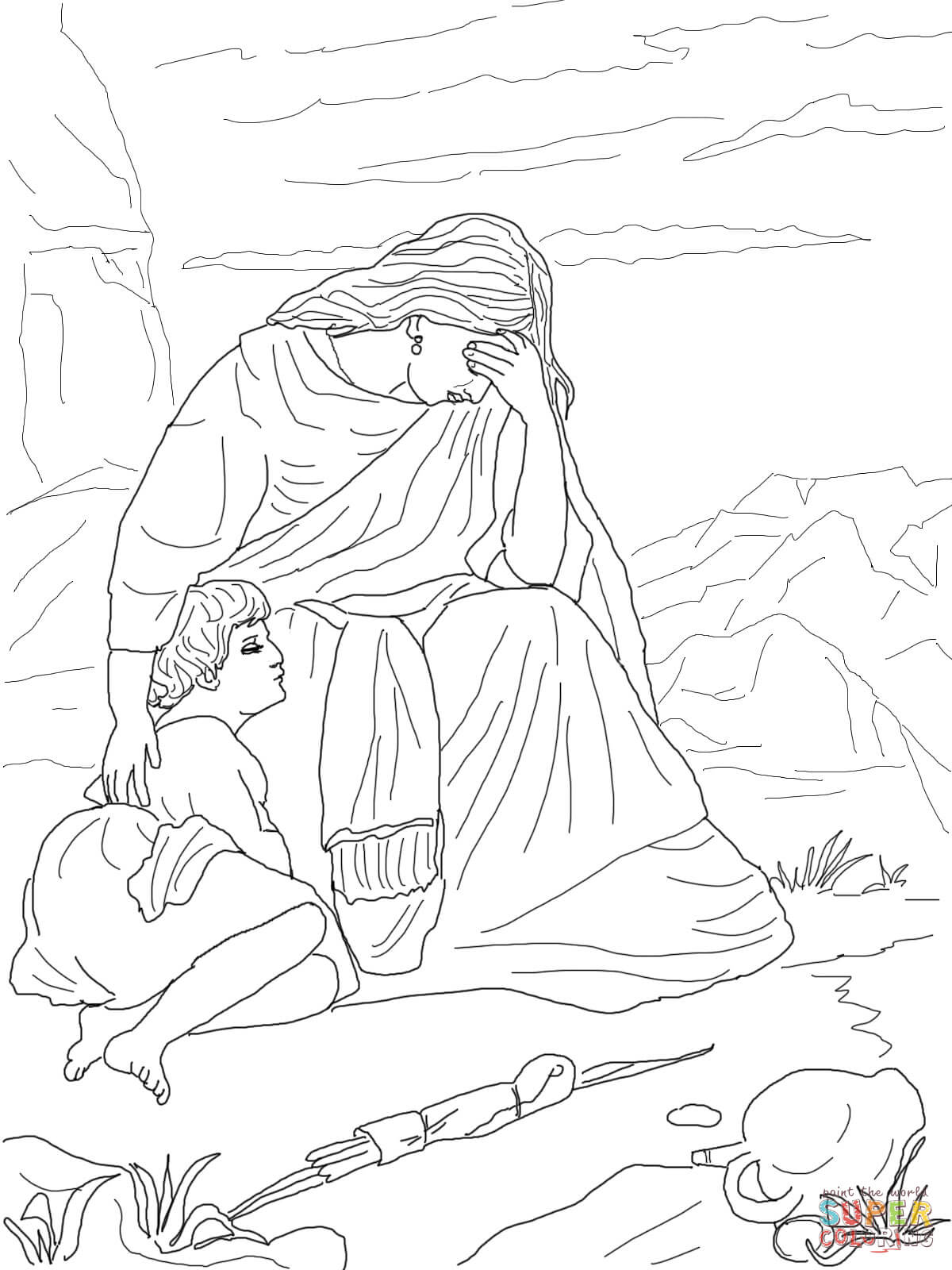 Hagar and ishmael coloring page free printable coloring pages