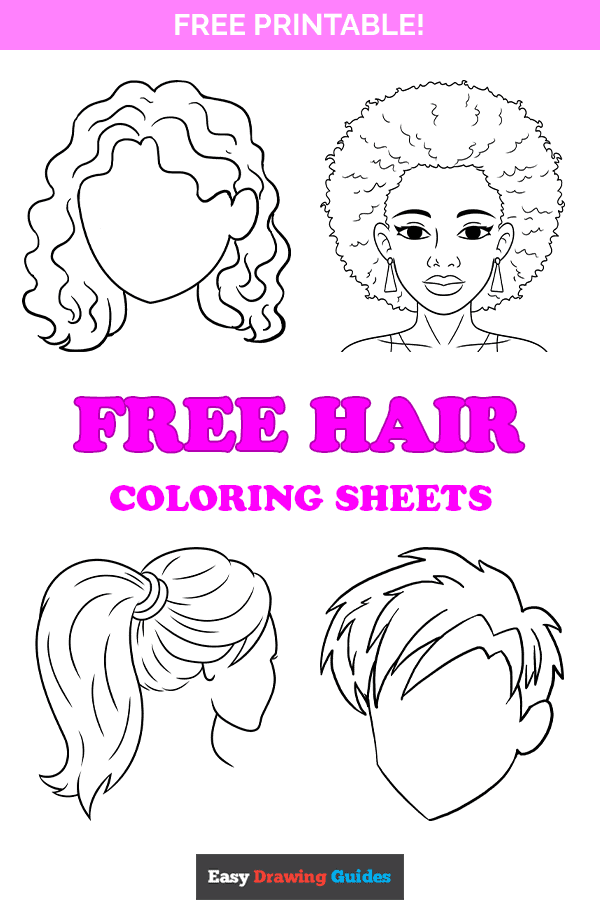 Free printable hair coloring pages for kids