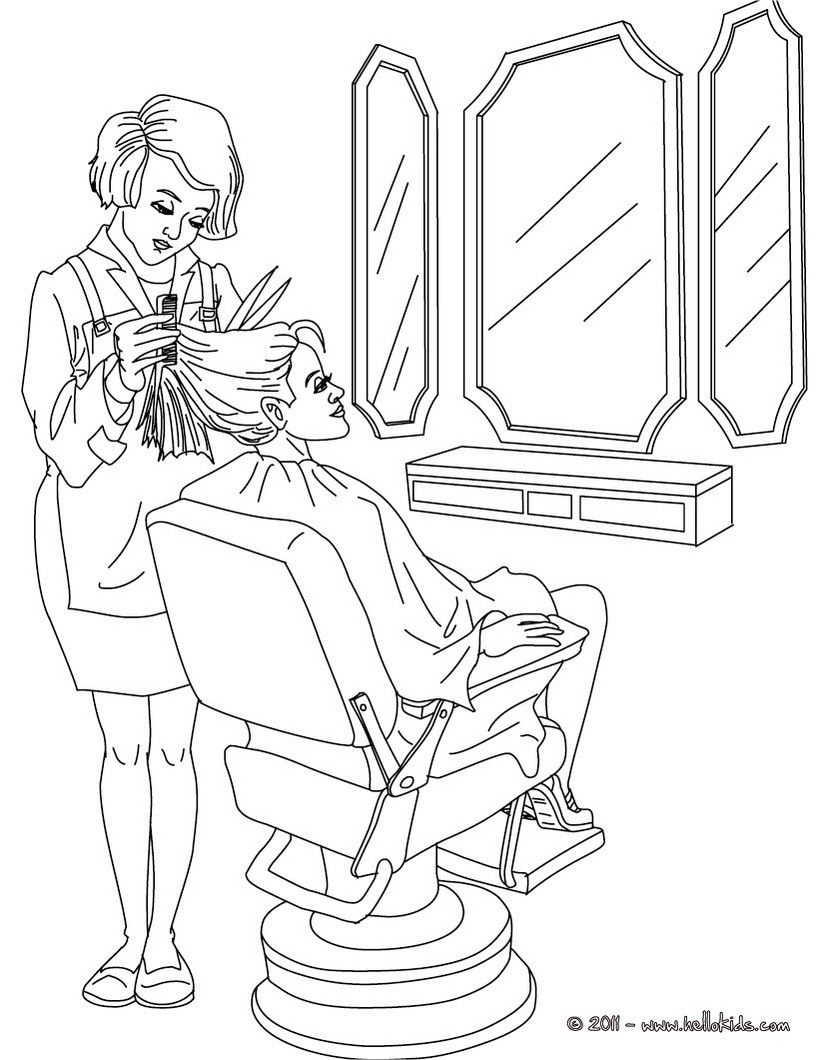 Go green and color this hairdresser coloring page amazing way for kids to discover job more original contenâ coloring books coloring book pages coloring pages