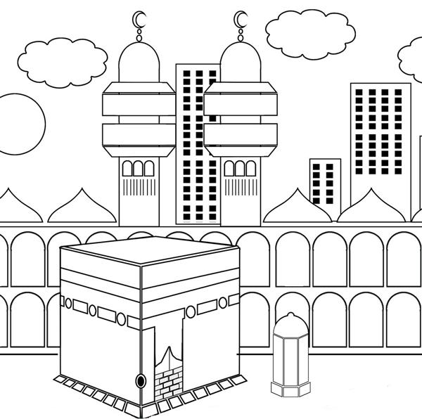 Kaaba kabah colouring page â islamic worksheets for children
