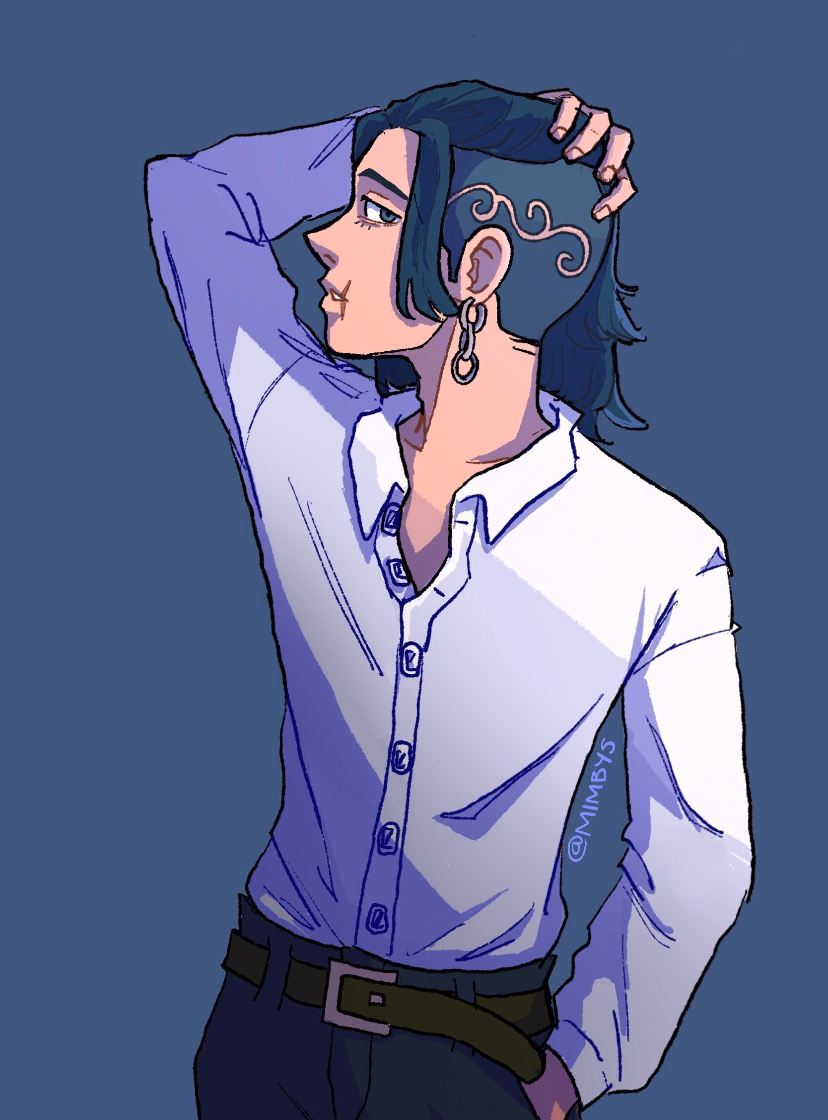 Oc hear me out high school hakkai with long hair and an undercut mimbys on twt rtokyorevengers