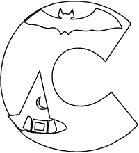 Bubble letter c halloween october banner coloring page