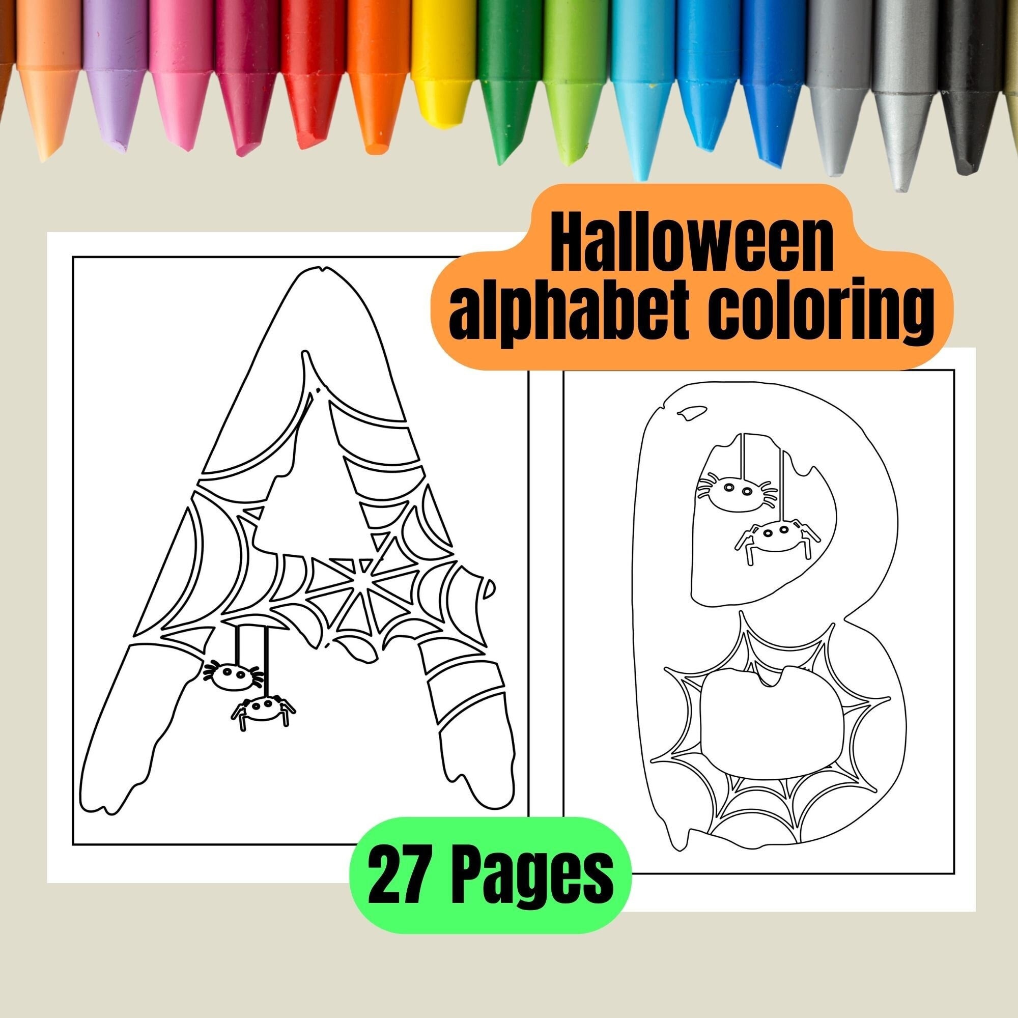 Halloween alphabet color and trace letters halloween activities kids spooky pdf coloring book preschool trace boo halloween toddler activity