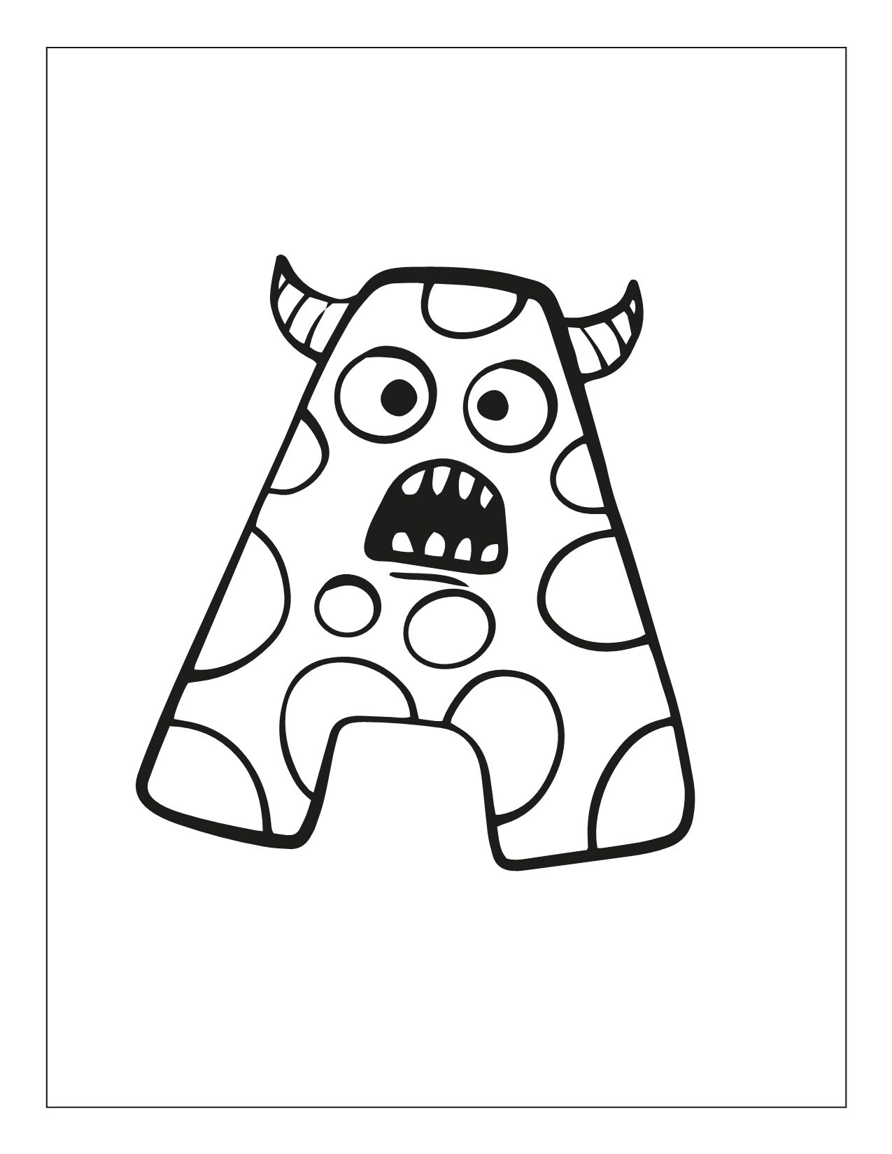 Halloween coloring pages learn the alphabet printable instant download