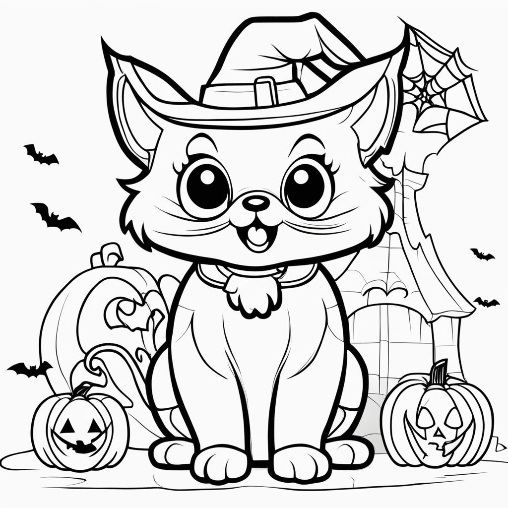 Cute halloween animals coloring book