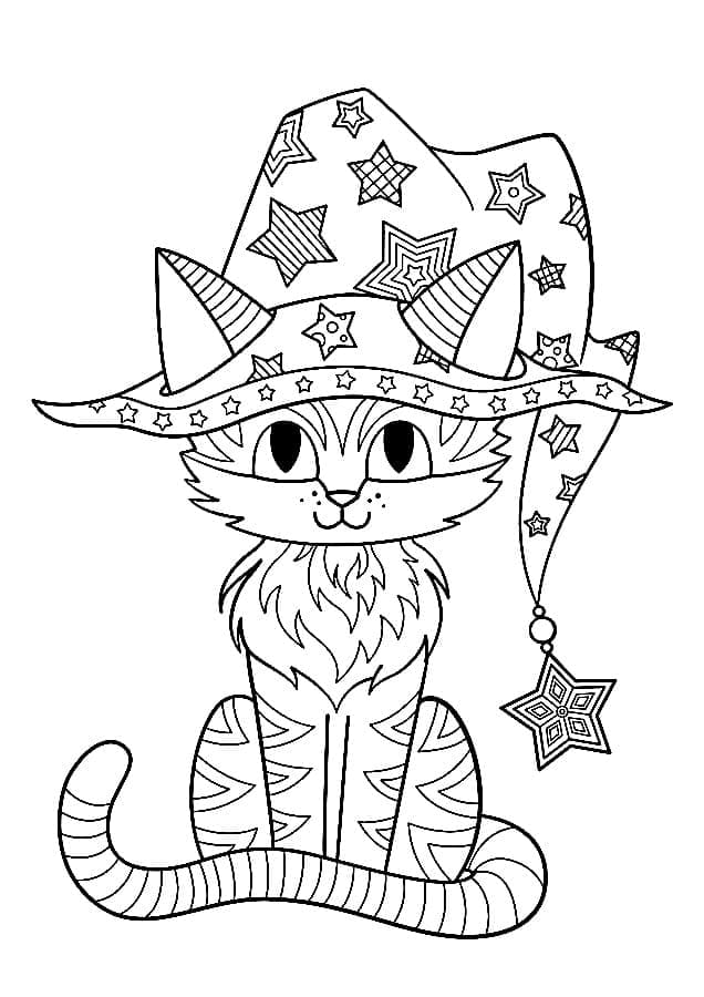 Free halloween cat coloring page