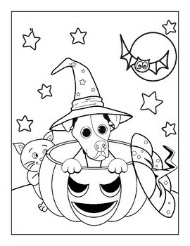 Halloween pet animals coloring pages by peppermint puzzles tpt