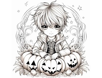 Anime style halloween coloring pages vol by diamond view creations