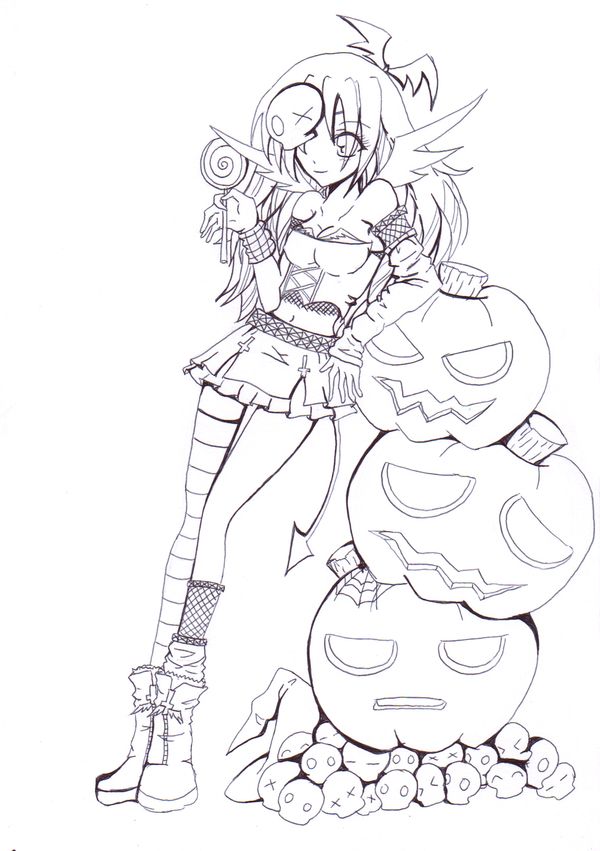 Violet halloween lineart by sakukko on deviantart halloween coloring pages coloring book art cute coloring pages