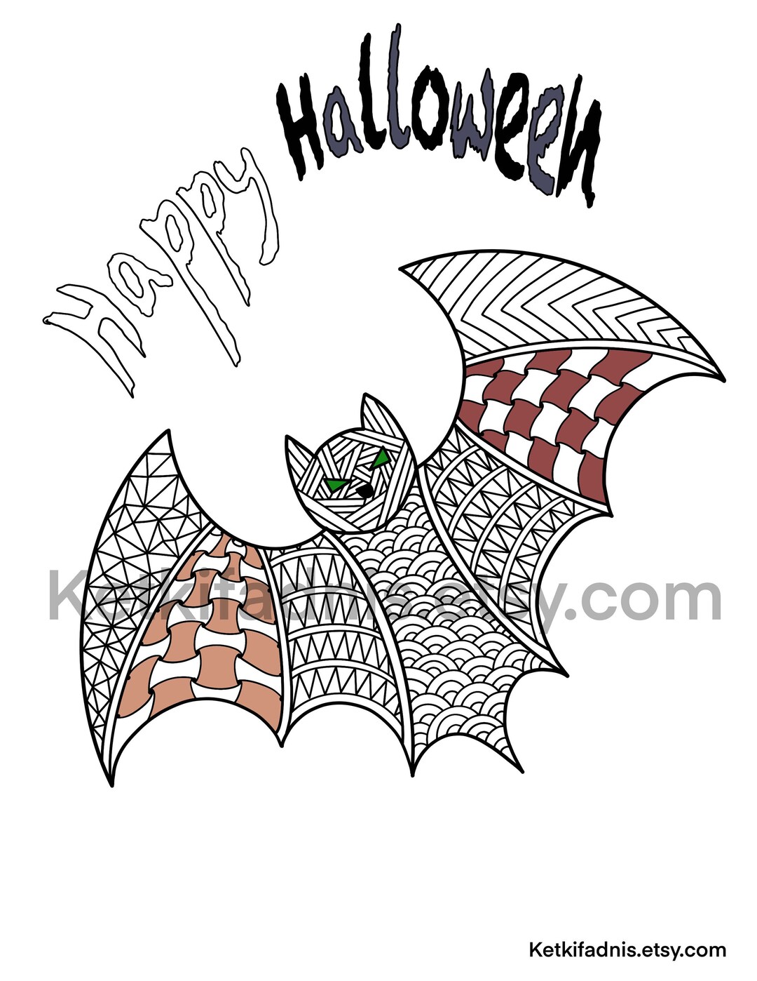 Bat halloween colouring page halloween coloring page pdf digital download