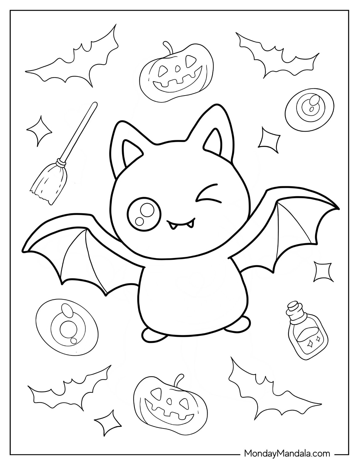 Bat coloring pages free pdf printables