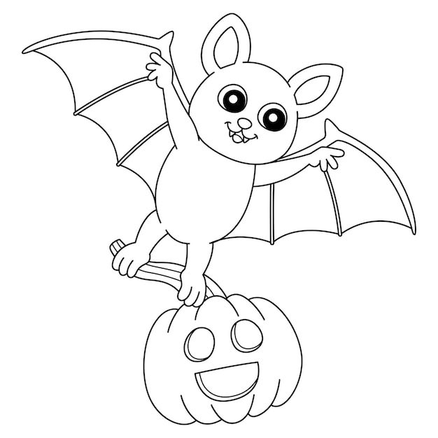 Premium vector flying bat halloween coloring page isolated