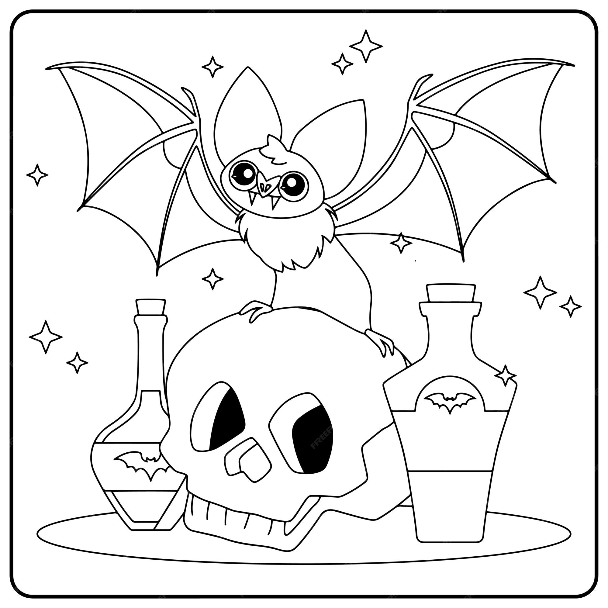 Premium vector halloween bat coloring pages for kids