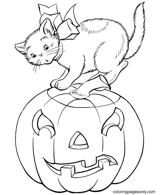 Halloween cats coloring pages printable for free download