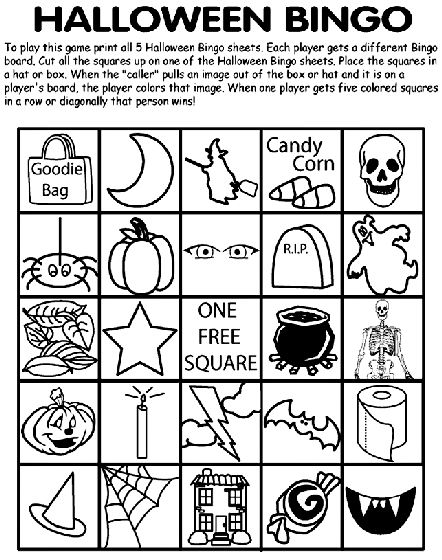 Halloween bingo no coloring page