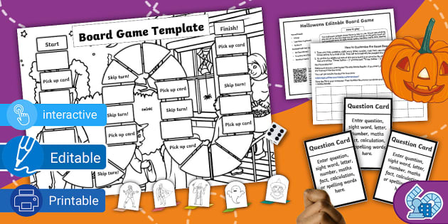 Halloween printable board game template