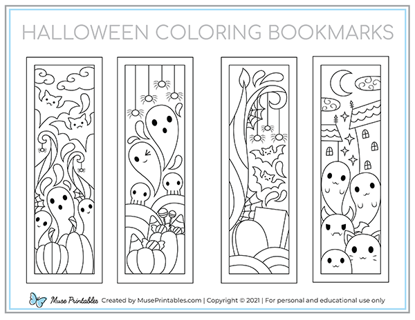 Printable halloween coloring bookmarks