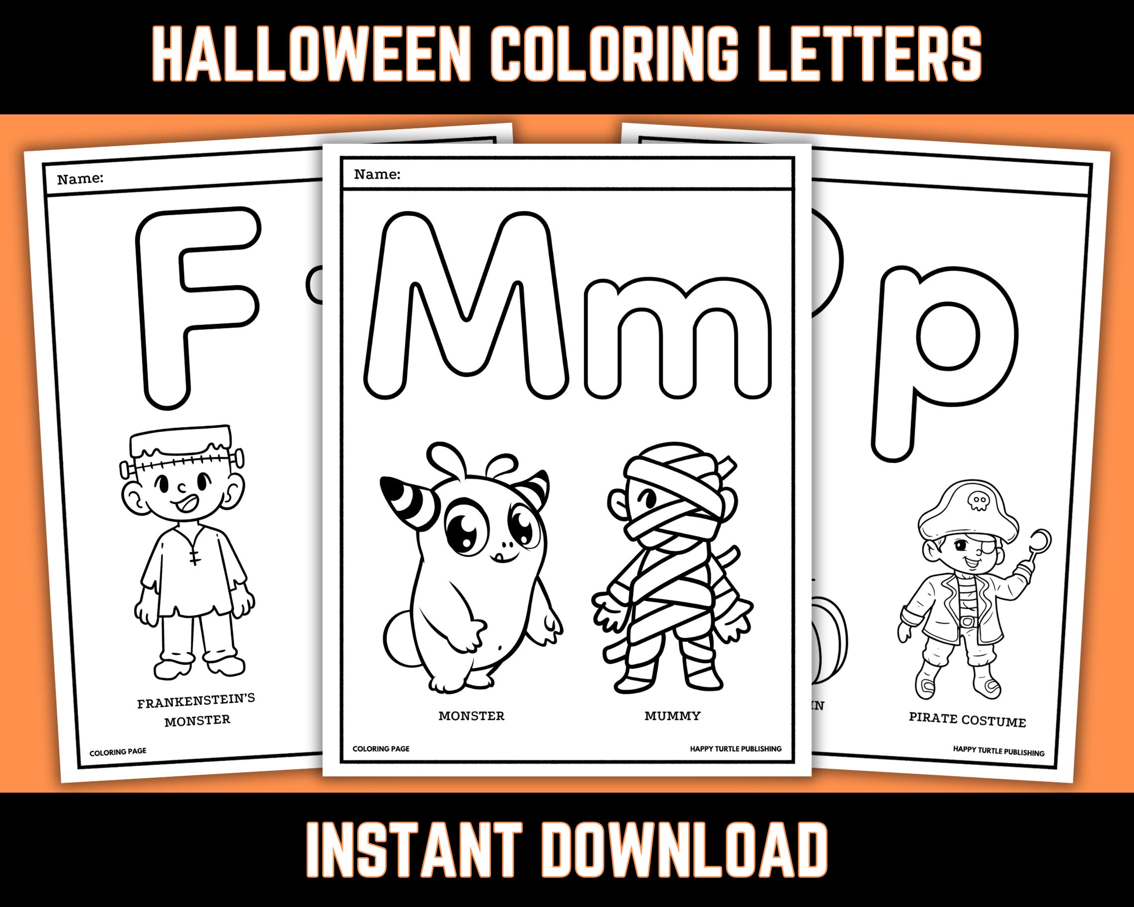 Halloween alphabet coloring pages learning letters recognizing letters printable worksheets preschool kindergarten download now