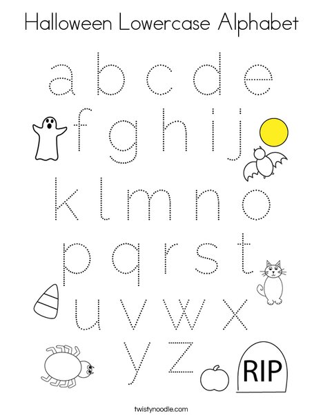 Halloween lowercase alphabet coloring page