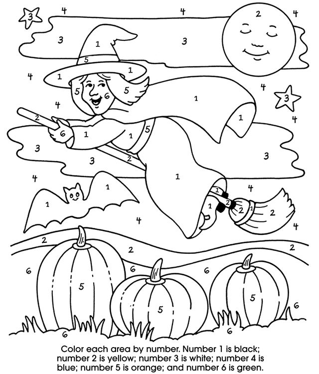 Color by number halloween coloring pages crafts and worksheets for preschooltoddler and kindergarten