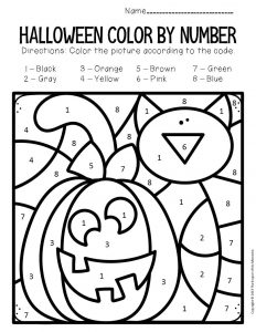 Color by number halloween preschool worksheets