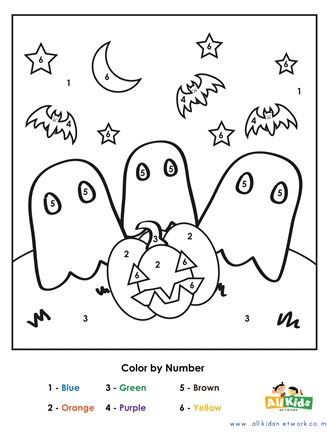 Halloween color by number all kids network