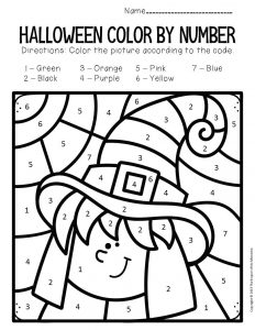 Color by number halloween preschool worksheets