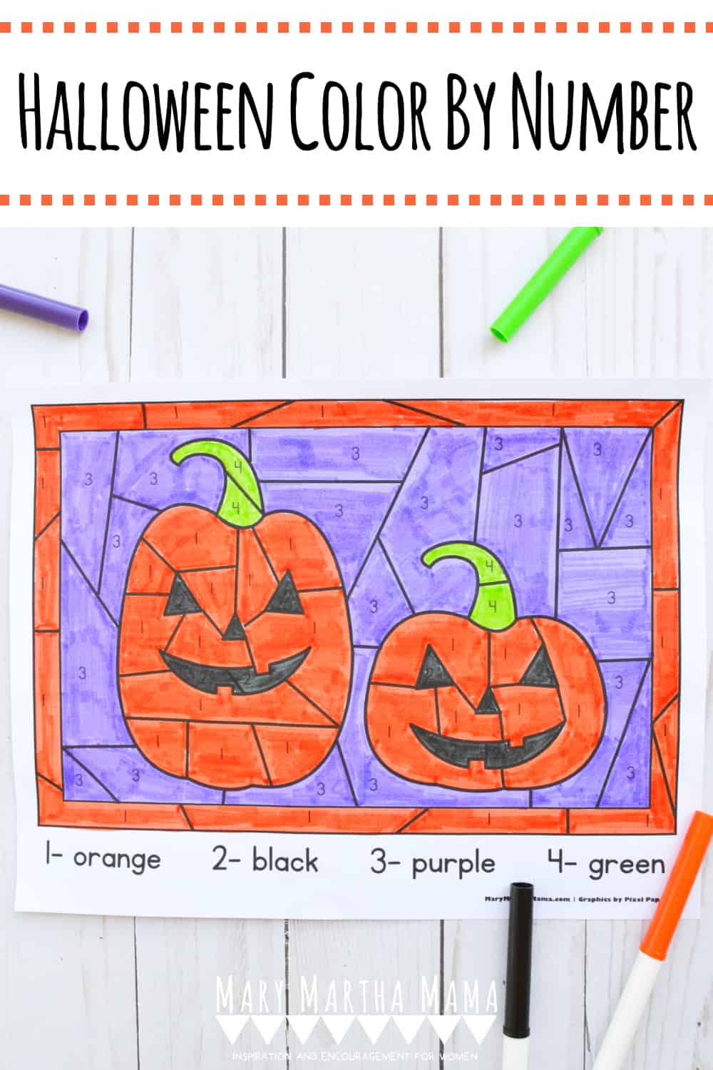 Halloween color by number â mary martha mama